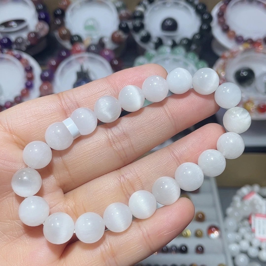 水晶手串未镶嵌天然白兔毛手串