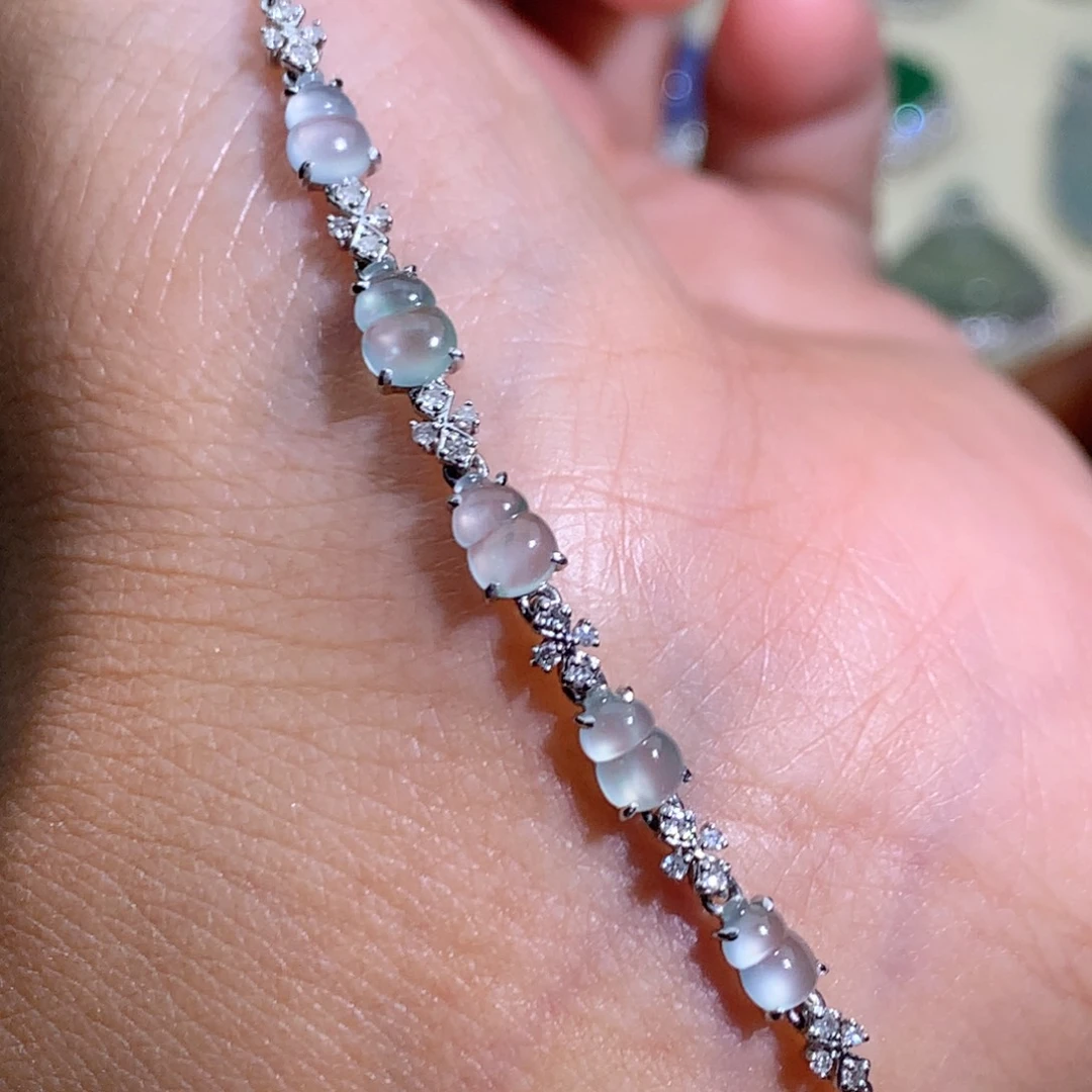 翡翠18K金镶嵌手链葫芦手链