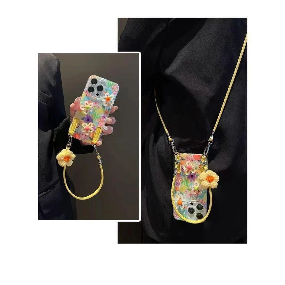 白底奶油壳多巴胺立体花朵适用于苹果华为荣耀vivo小米oppo手机壳