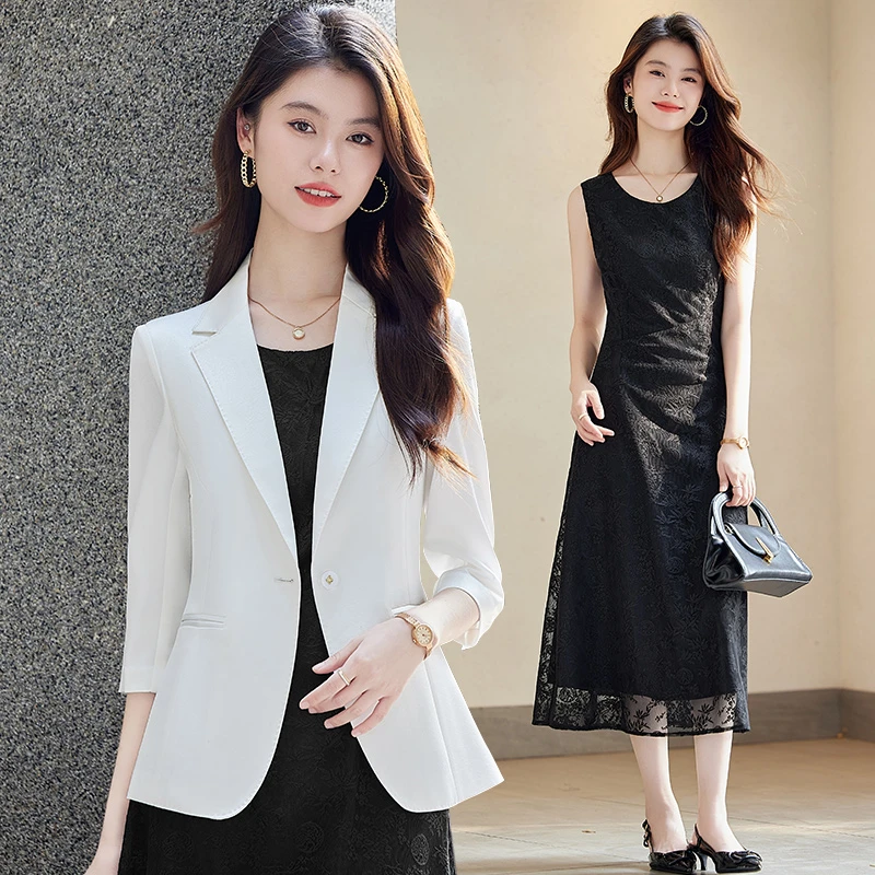 七分袖小西装外套女夏季2025新款小个子气质休闲百搭西服X25906