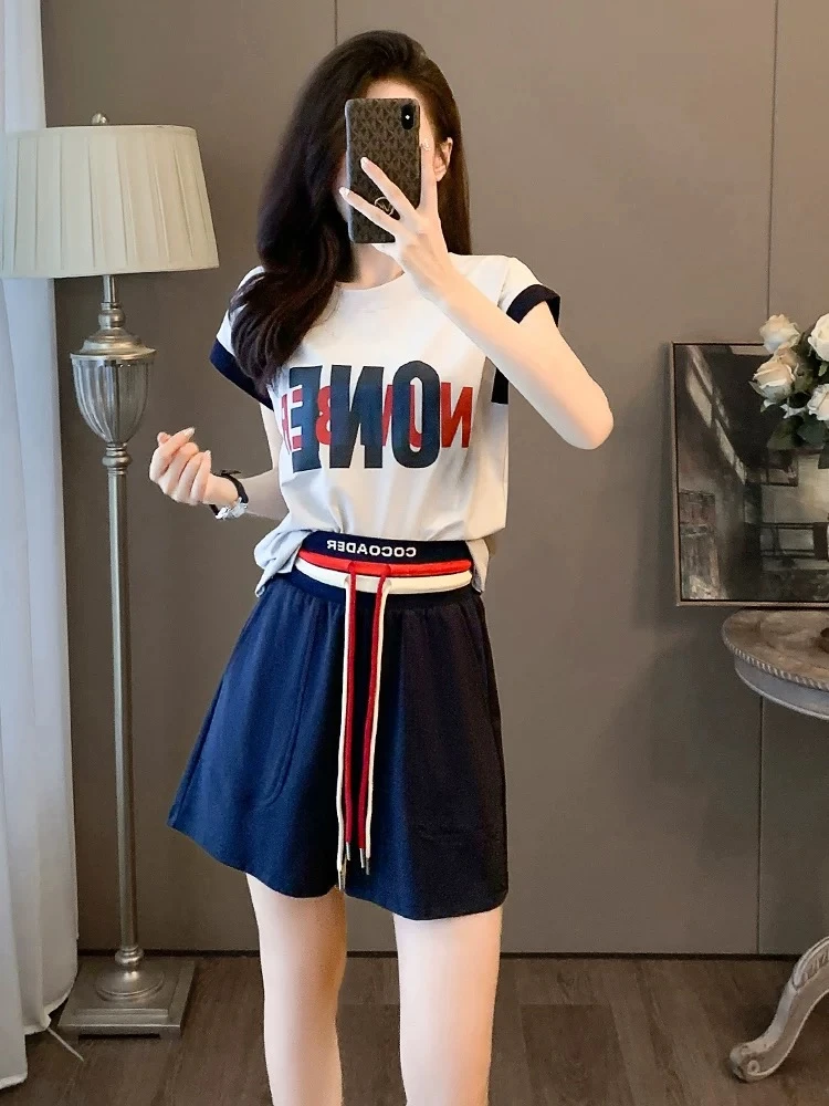 大码胖mm拼色短袖t恤女2025夏季新款设计感百搭宽松显瘦T恤上衣