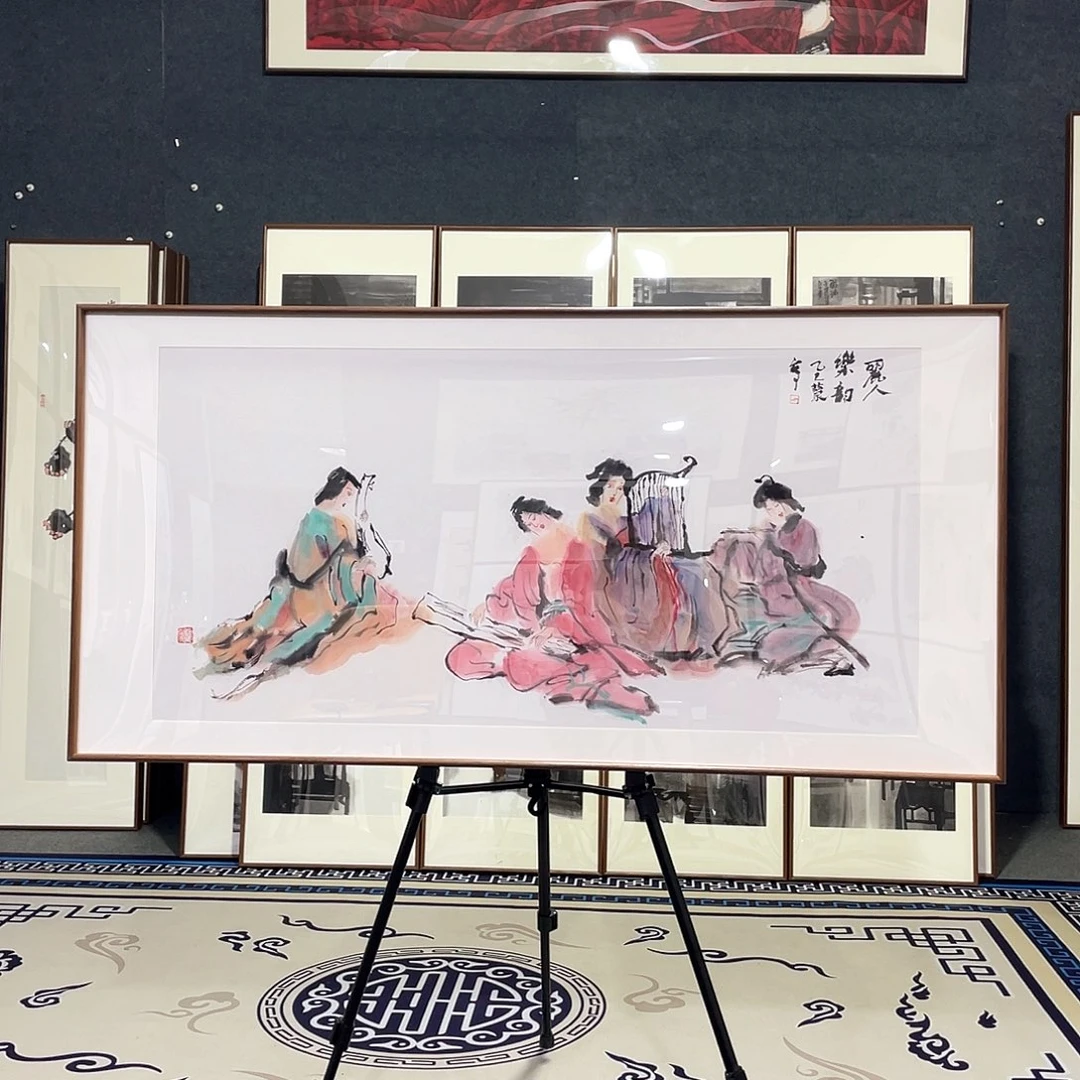 国画手绘画作品带框