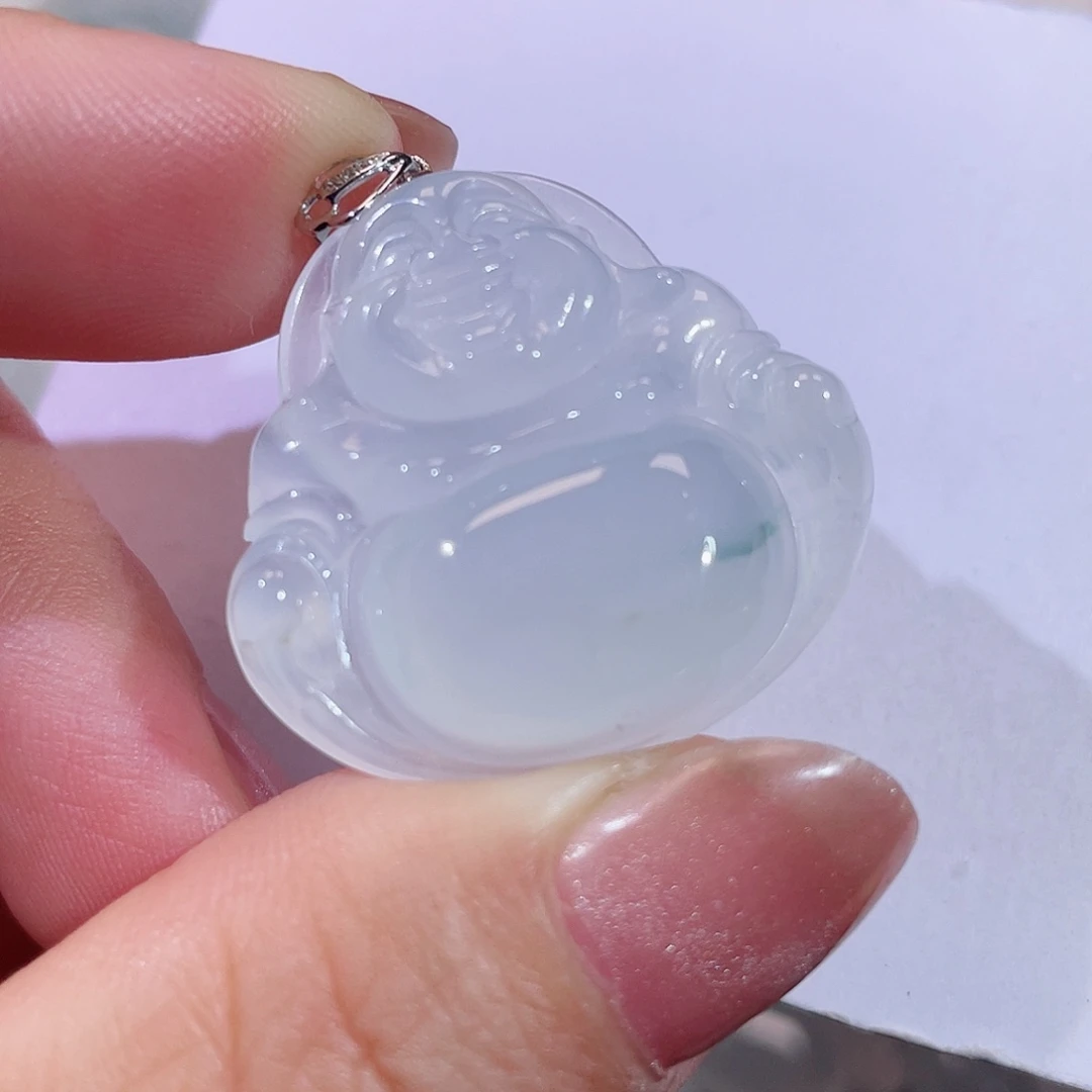 翡翠18K金镶嵌颈饰佛公