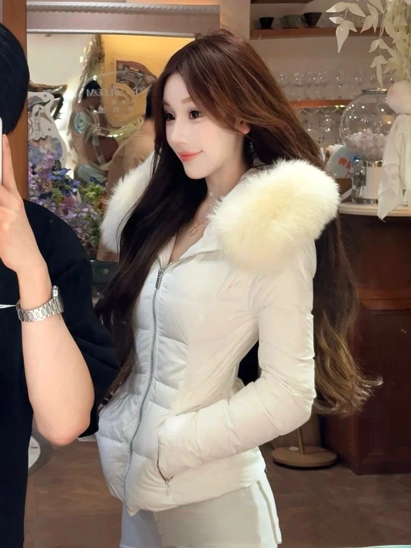 主播同款韩版高级感连帽拉链收腰棉服