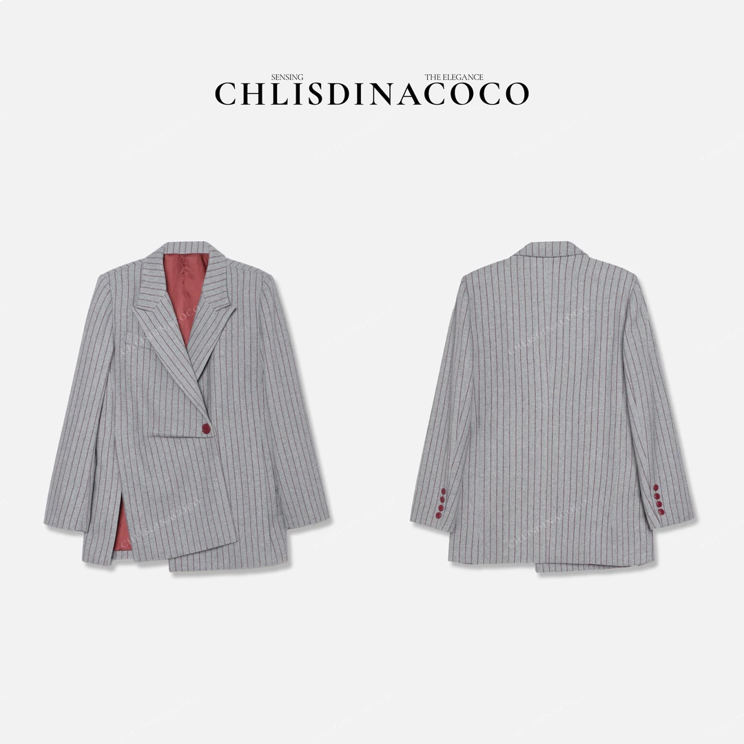 AR丨“梳云掠月”经典百搭竖条纹西装外套C8J863WT243