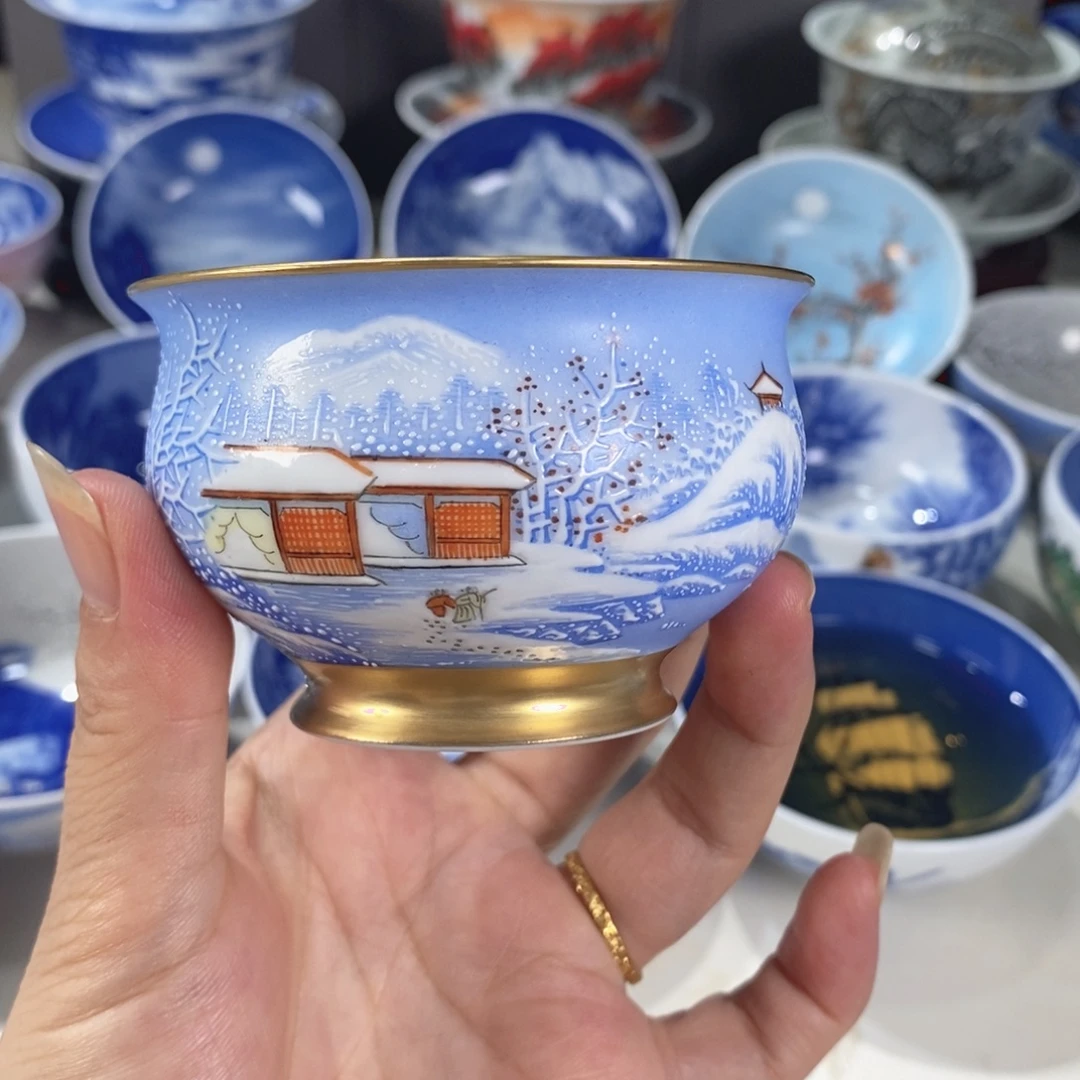 粉彩雪景主人杯杯