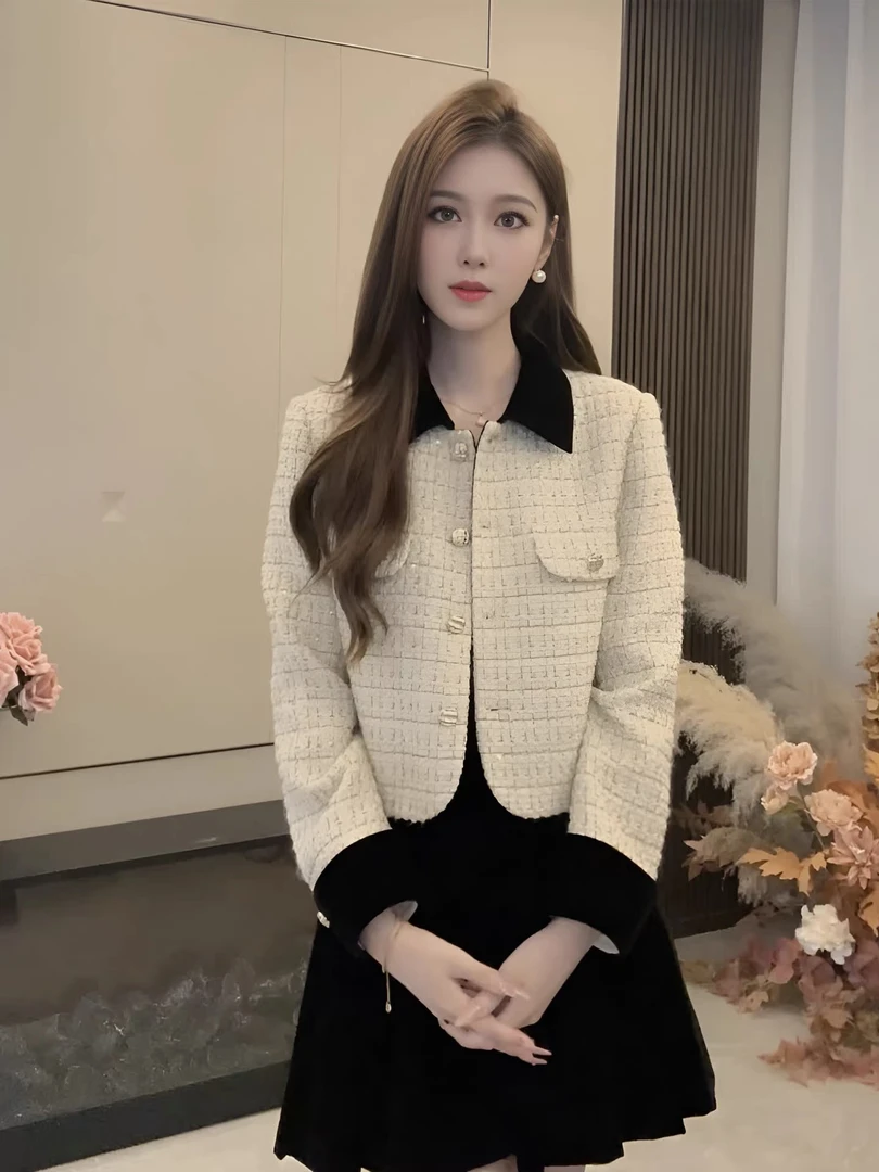 【现货+运费险】秋冬季美拉德风女浪漫小香风短时尚法式轻奢外套527