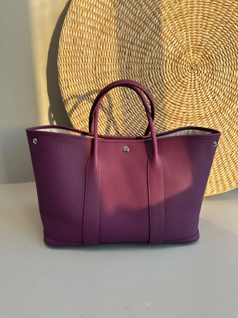 【DONGNARL】黑加仑紫色花园包36大号原装进口头层Negonda小牛皮