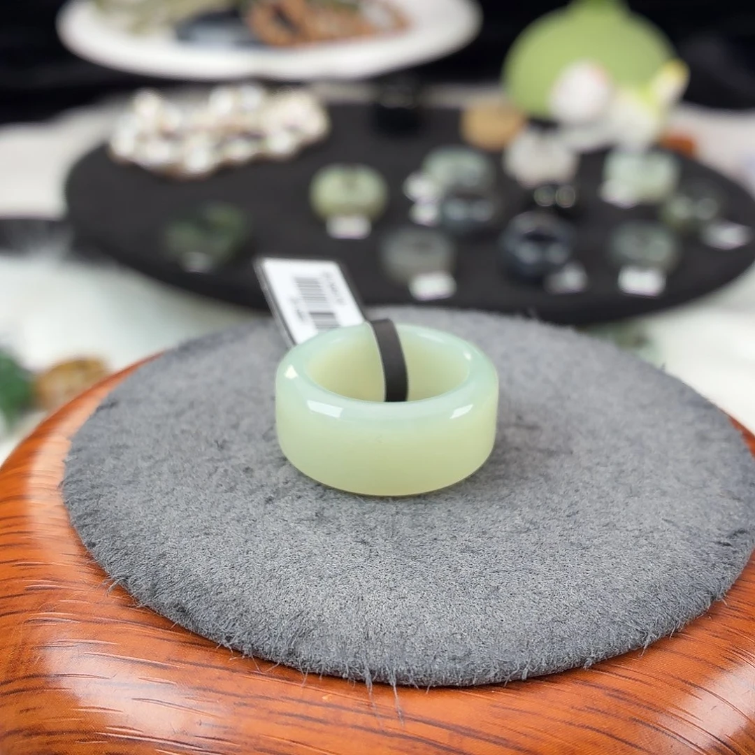 和田玉未镶嵌戒指b133奶蓝圆切17.5不退换