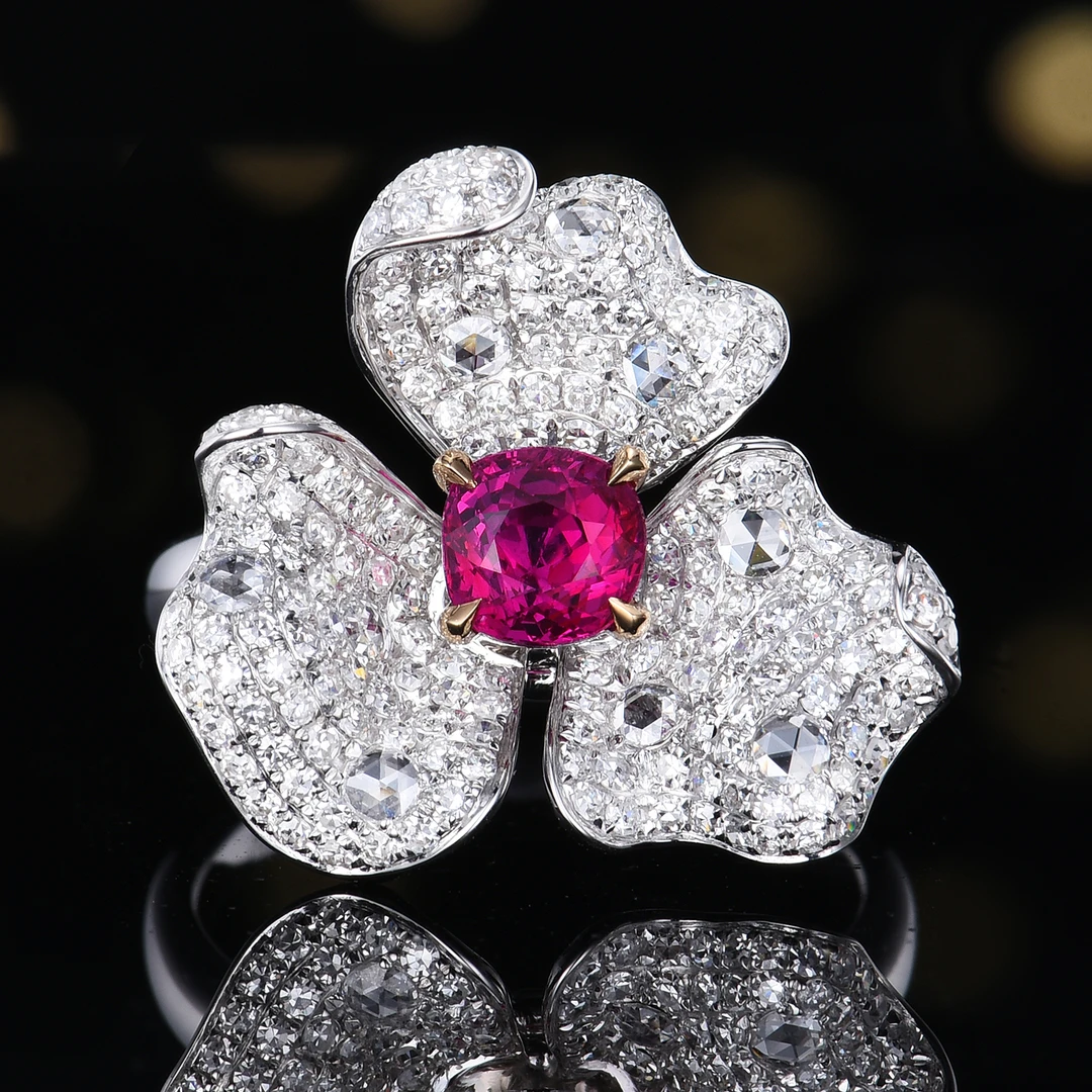 18K金无烧鸽血红红宝石戒指/吊坠（两用款/不含链）气质时尚