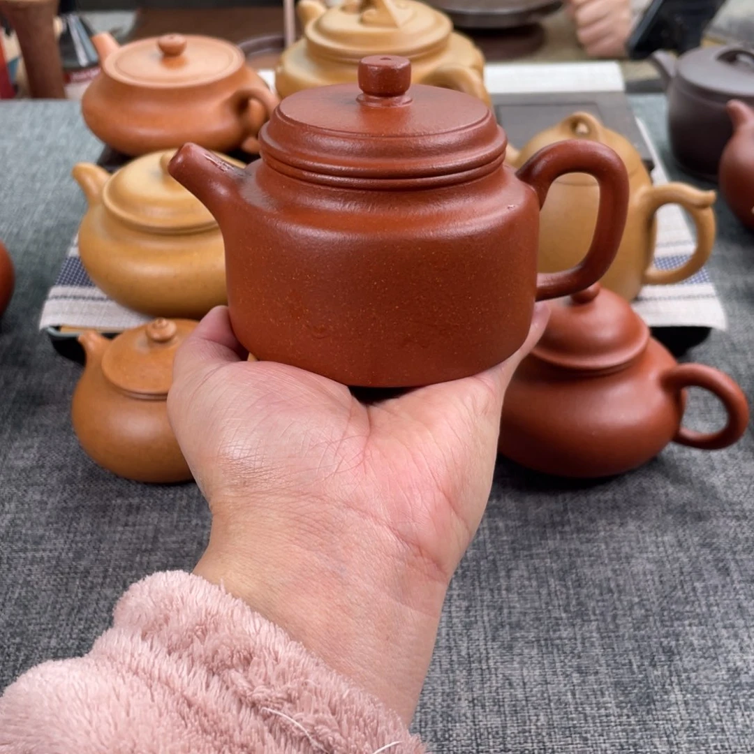 紫砂茶壶红降坡德钟全手40目210