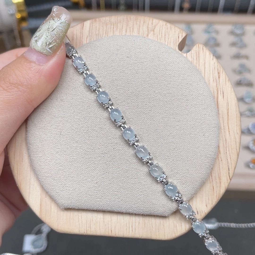 银S925镶嵌手链翡翠80099