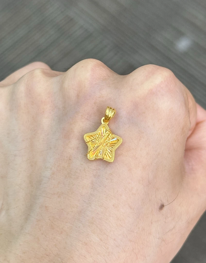 足金999 镭射七彩海星吊坠