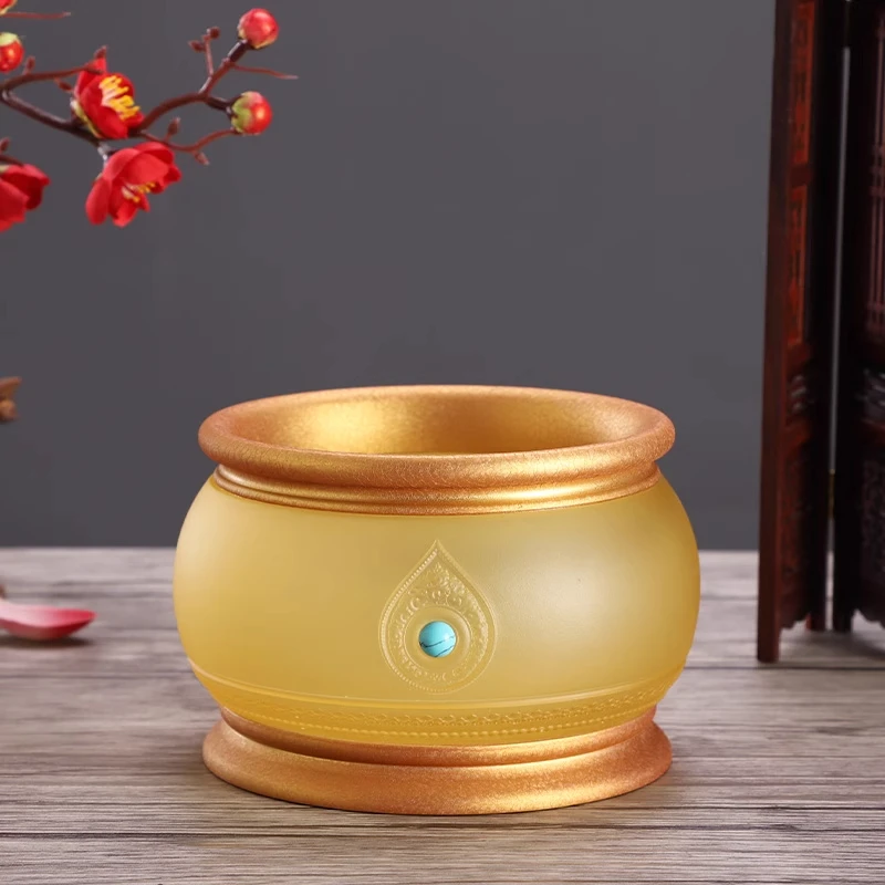 圆通黄铜古法琉璃香炉琉璃盘香香熏炉香道精美琉璃家用中式摆件