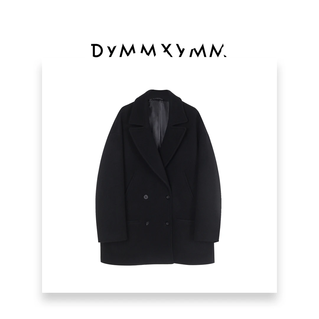 【DYMMXYMM】-《黑加仑》-【黑标】.大翻领双排扣茧型大衣-5FWY6611