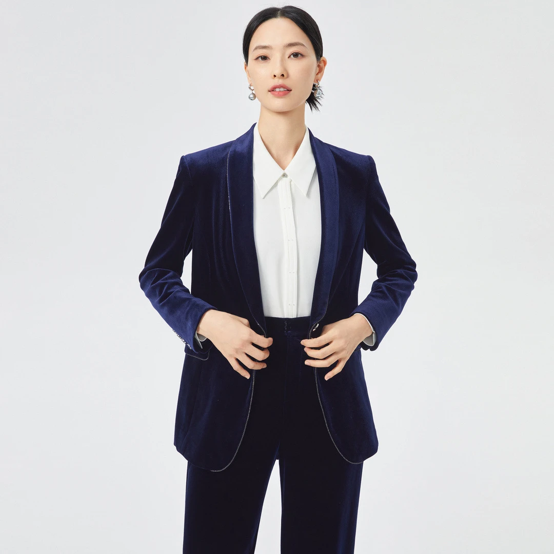 【婷婷专属】丝绒气质通勤高级感一粒扣正装秋款西装外套女