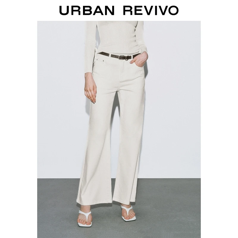 UR2025秋季新款女装简约喇叭腰带纯色百搭休闲长裤UWG850156