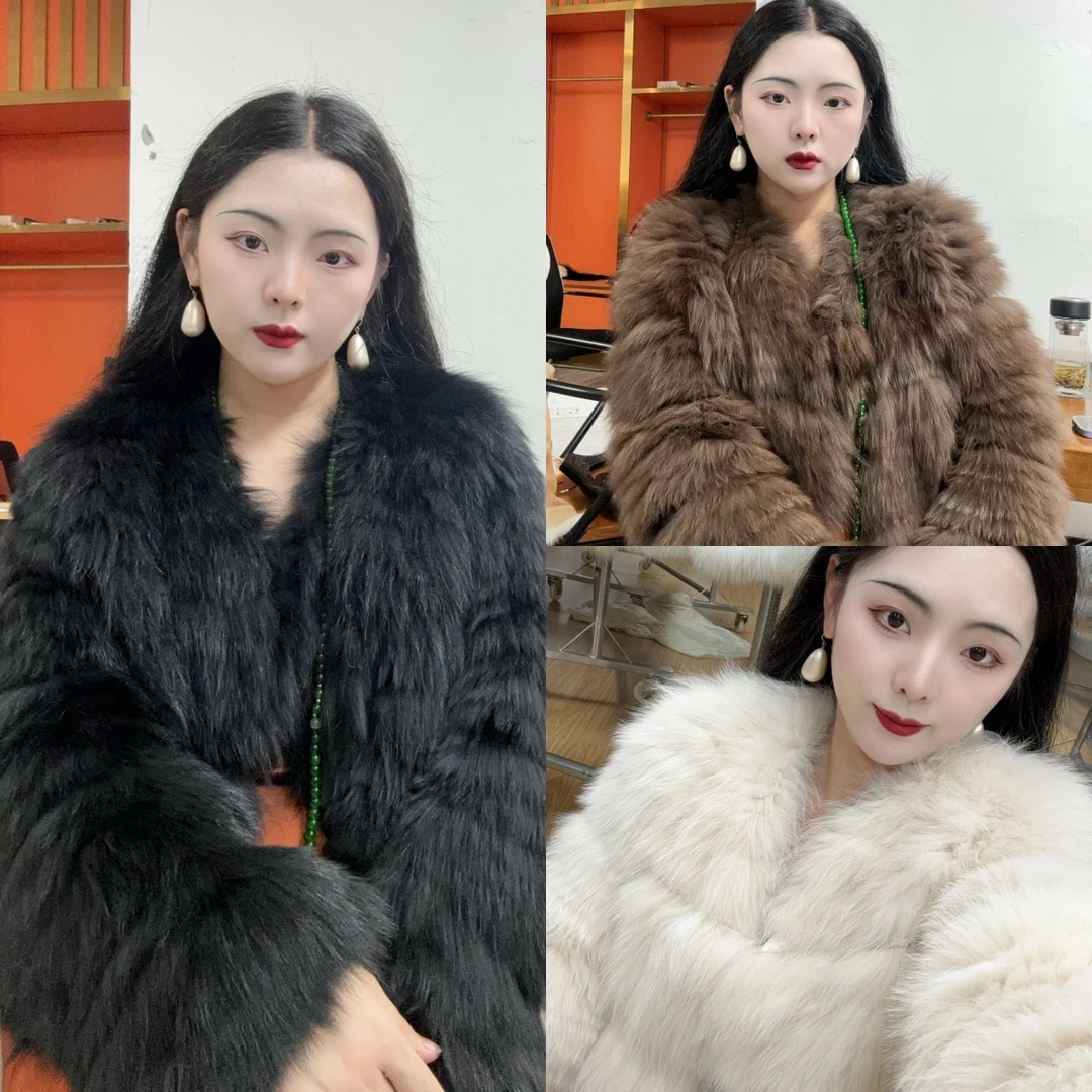 LHMknk1画报夫人狐狸毛车条高端显瘦外套皮草