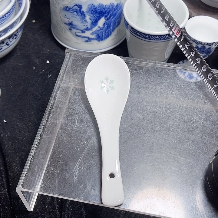 碗素玲珑雕塑雪花汤勺