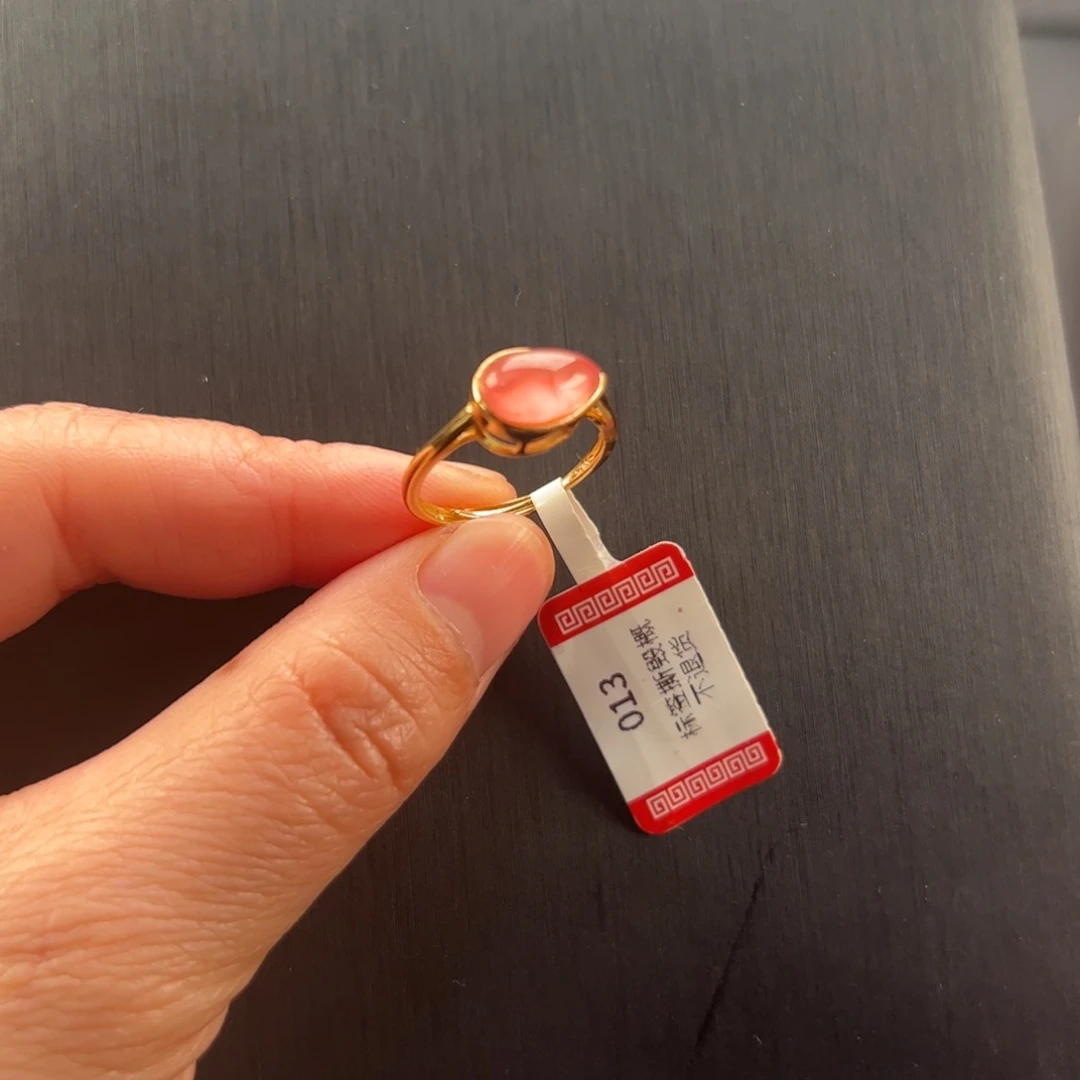 银S925镶嵌菱锰矿（红纹石）戒指