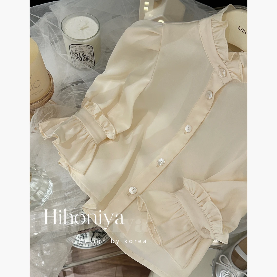 xian【海盐芝士衬衣】二Hihoniya~2024春款花边亲子衬衣韩版衬衫