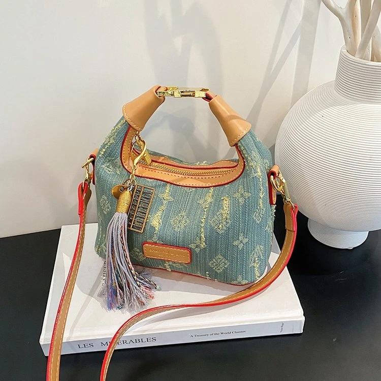 新款高颜值女包牛仔小托特包百搭洋气潮流时尚高级感小众包斜挎包