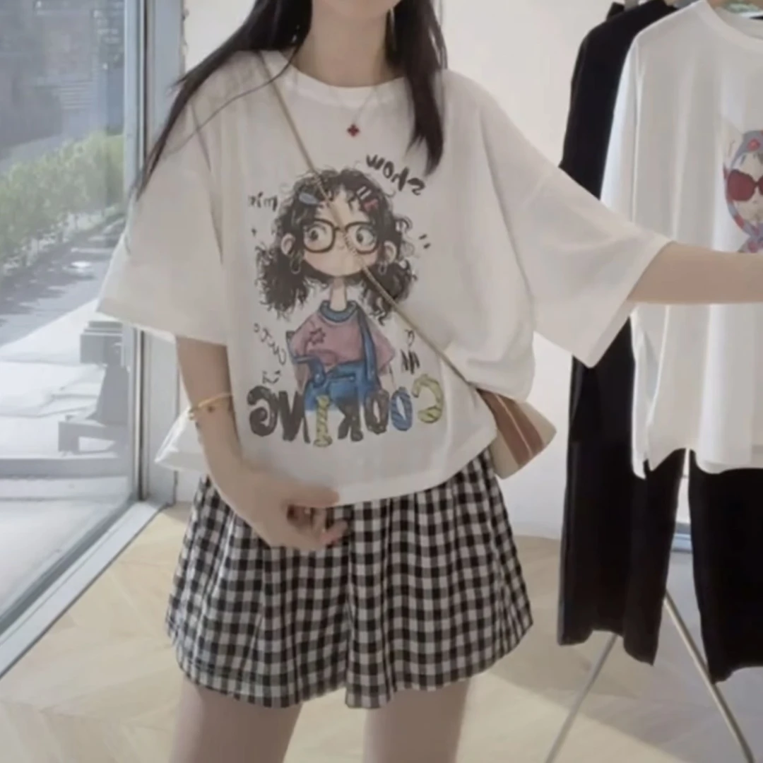 【聂姑娘专属】设计感卡通图案短袖t恤女2025新款休闲韩版 15171