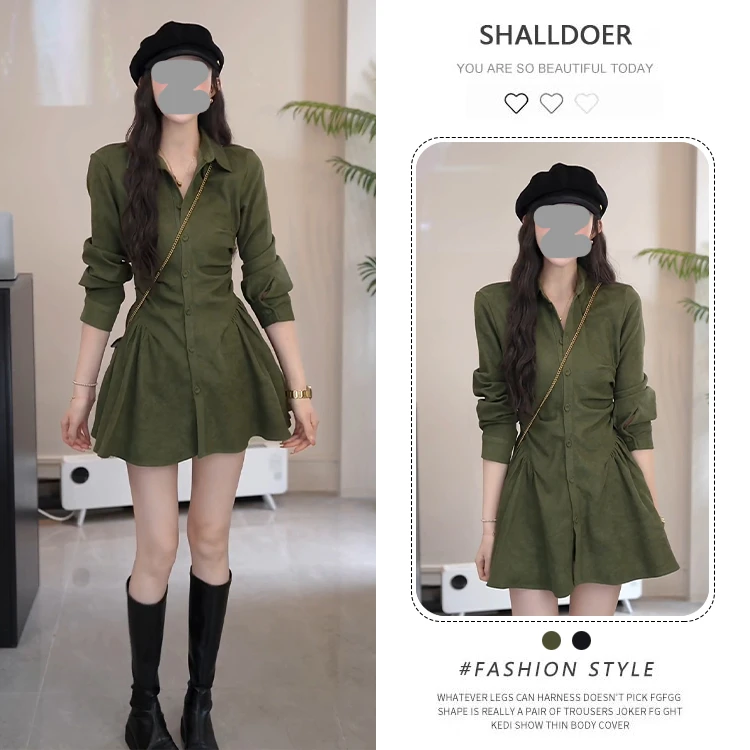 韩系一整套穿搭女2026秋季新款设计感衬衫裙子+高腰短裤两件套装