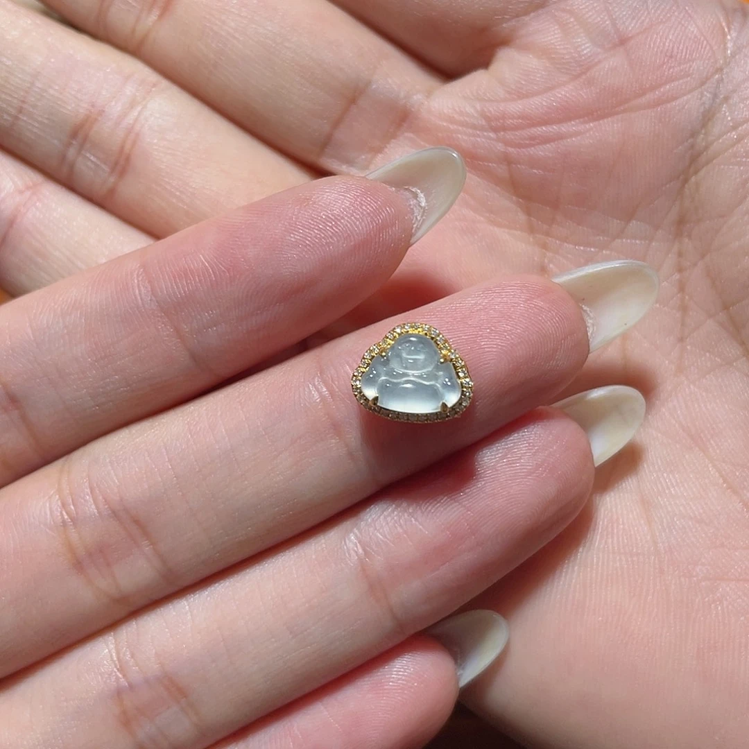 淼***淼翡翠18K金镶嵌吊坠(不含链)