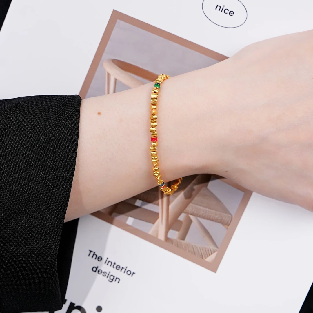 【12期免息】周生生足金文化祝福东方古祖碎金子手链95653B黄金计价