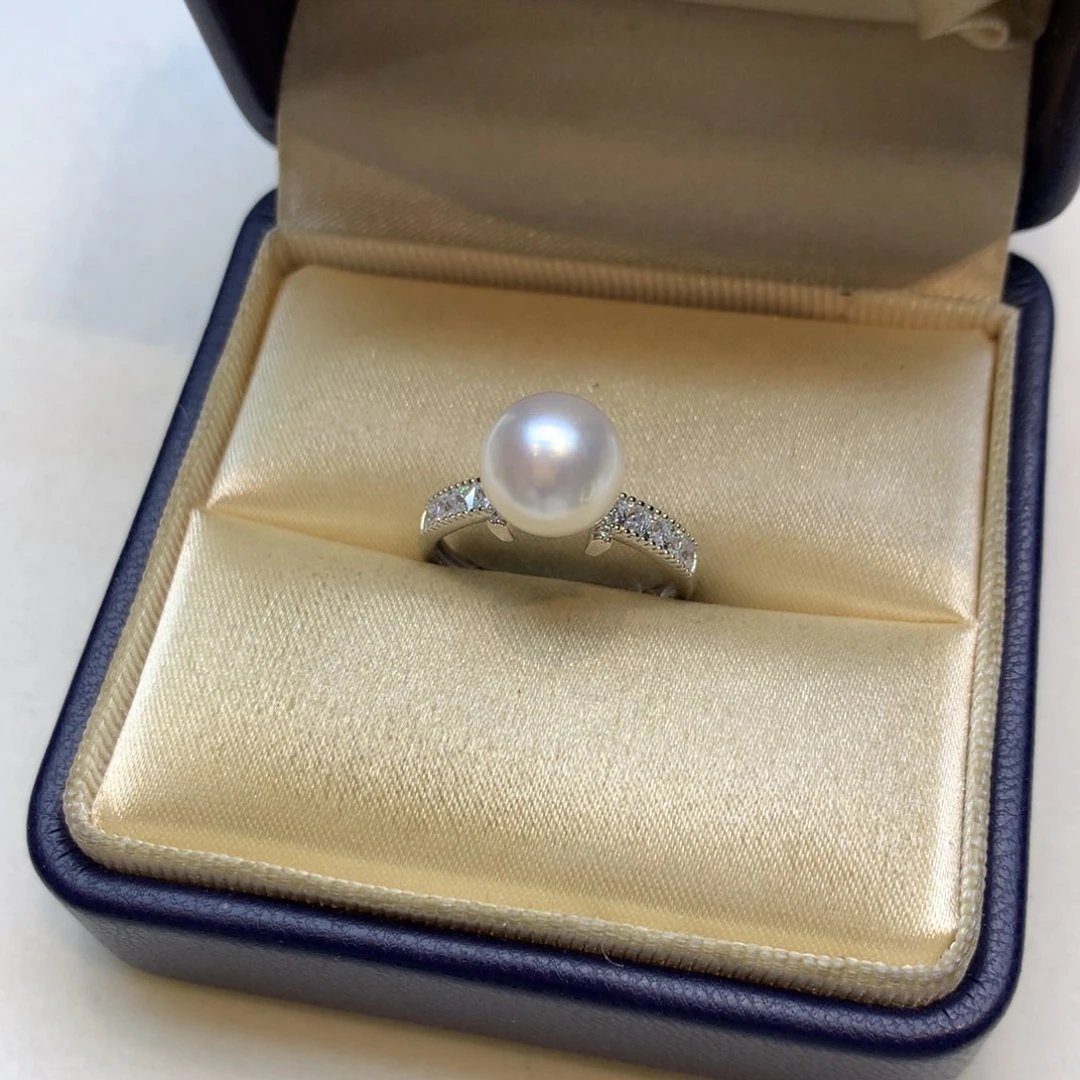 银S925镶嵌戒指海水珍珠