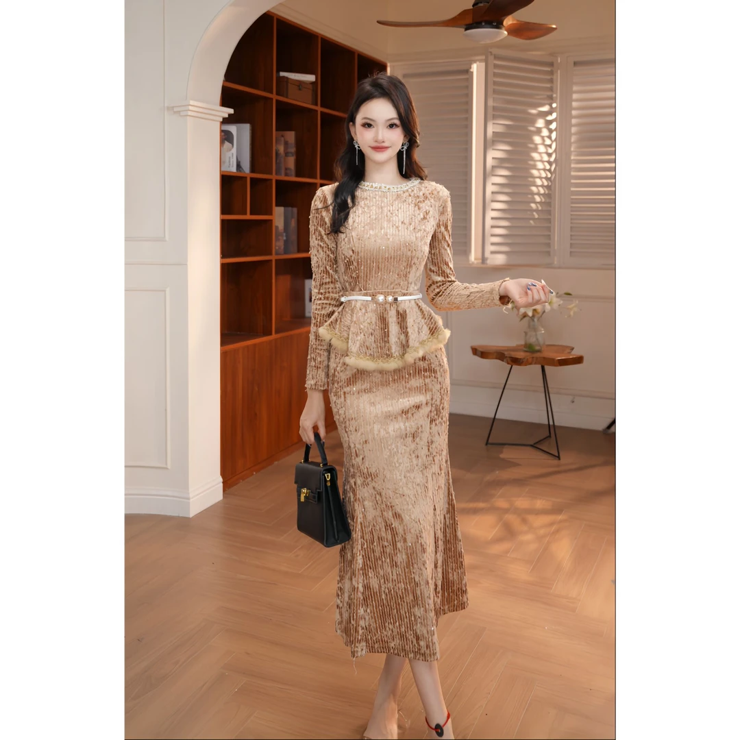 【香香定制】新款气质轻奢收腰显瘦优雅赫本连衣裙21617
