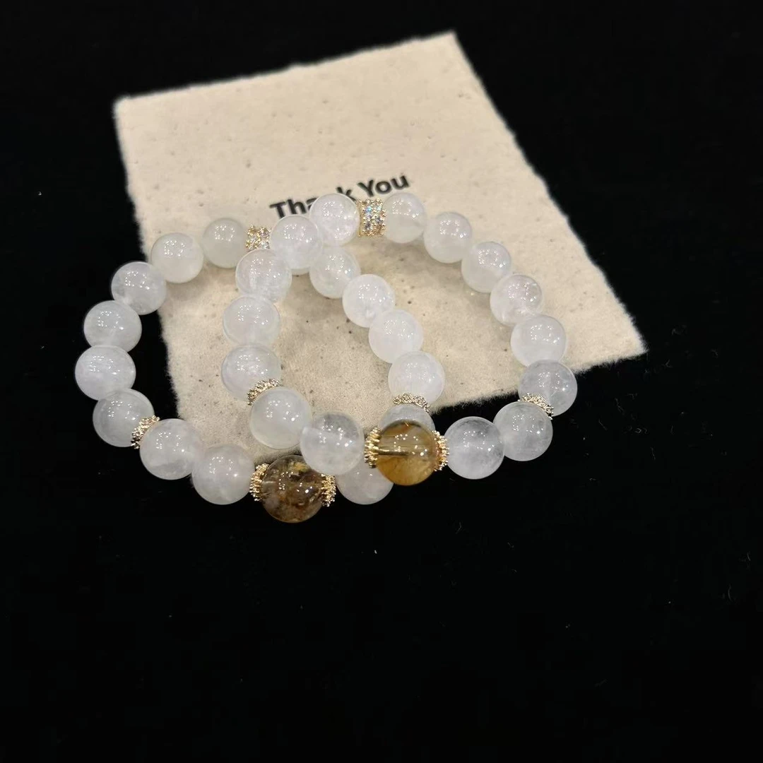 YIMI 天然水晶白幽灵手链x1498（12毫米）多样性发货