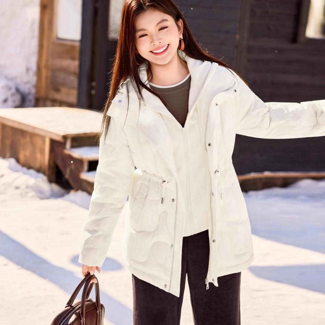 【现货90白鸭绒】MsShe大码女装冬假两件连帽羽绒服厚外套M2510028