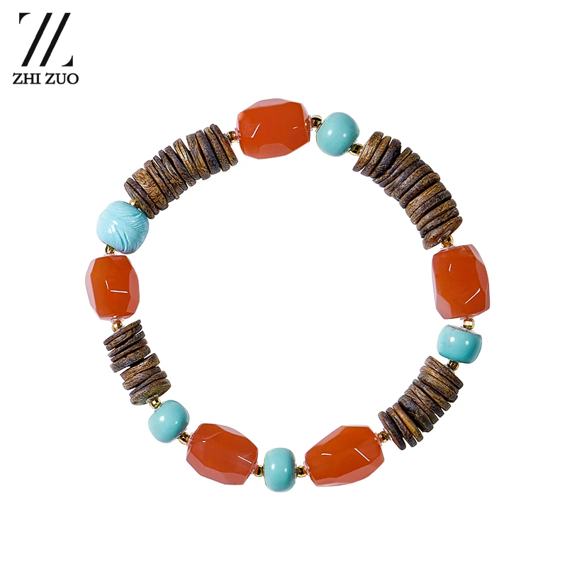 ZHIZUO至作南红玛瑙手链正品绿松石高档本命年沉香手串高档礼物
