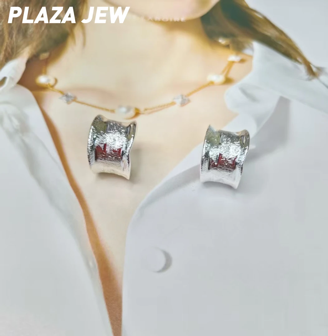 铁合金耳饰 YZ683818  EM  捶打凹凸磨砂纹理耳钉