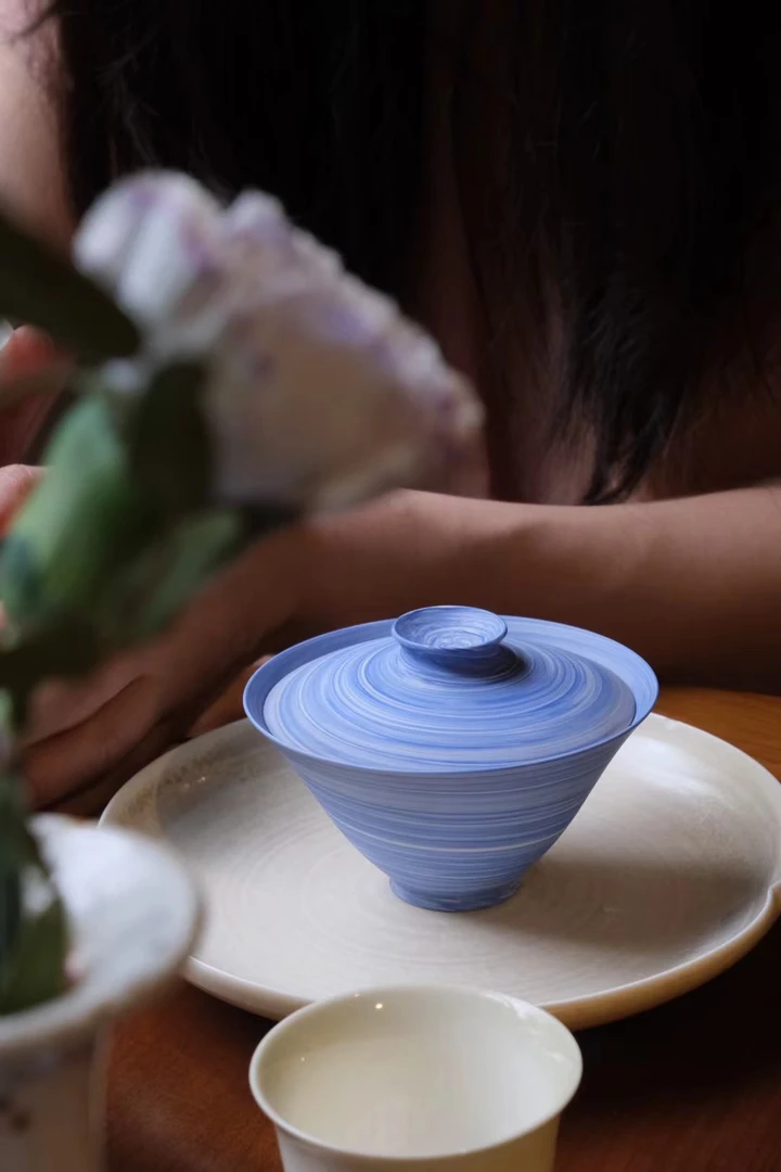 非遗绞胎盖碗 纯手工薄胎