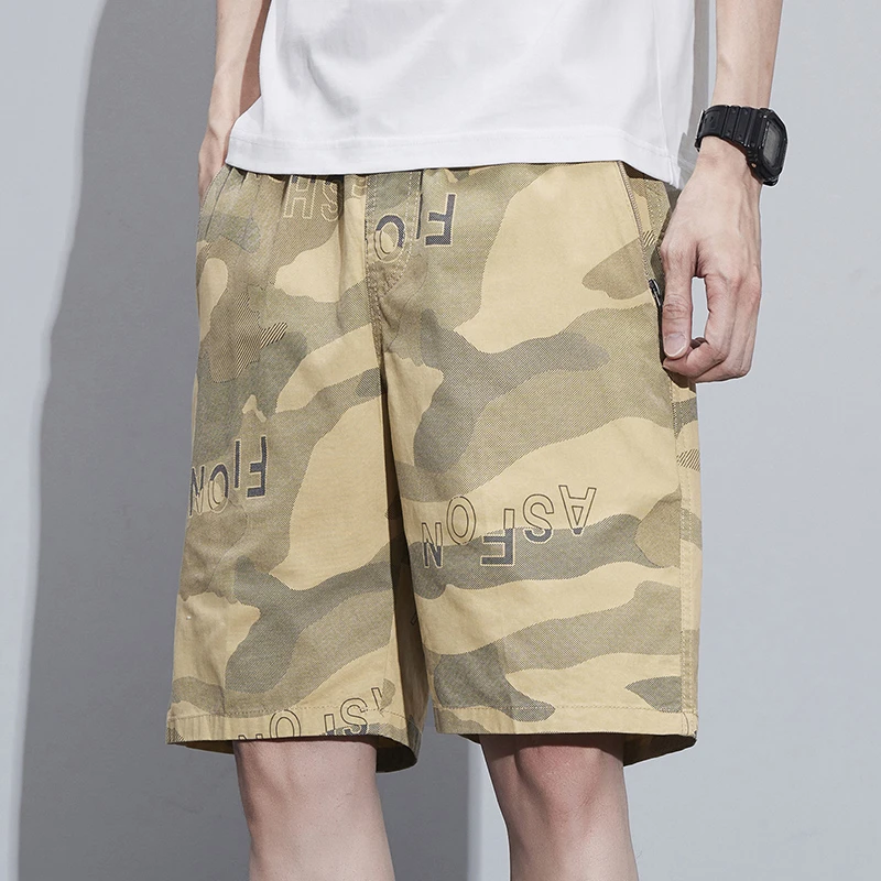 迷彩多色纯棉短裤男士潮牌大裤衩子夏季休闲款拉链口袋宽松五分裤
