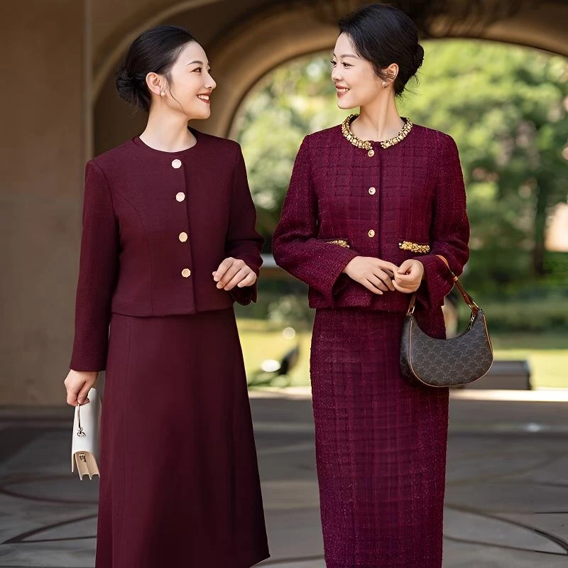 喜妈妈婚宴礼服小香风两件套女2025新款喜婆婆敬酒服高贵减龄套装