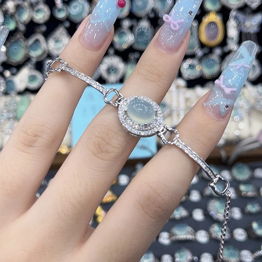 岫玉银S925镶嵌手链放漏款