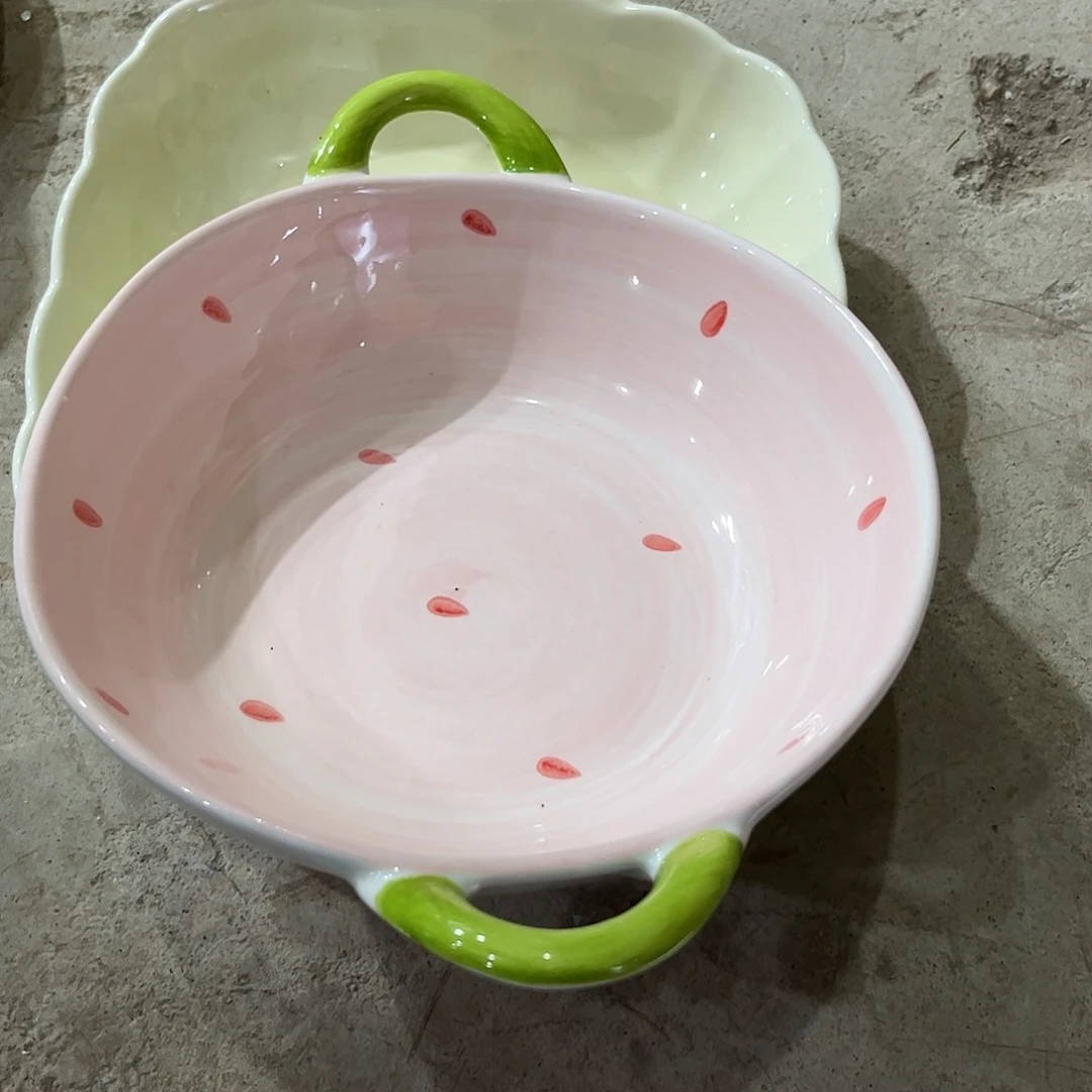 瓷片莉*双耳碗二个微瑕