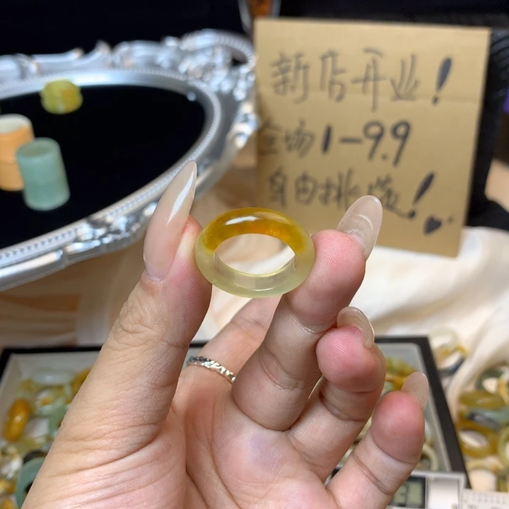 玉***姐合金蛇纹石玉戒指