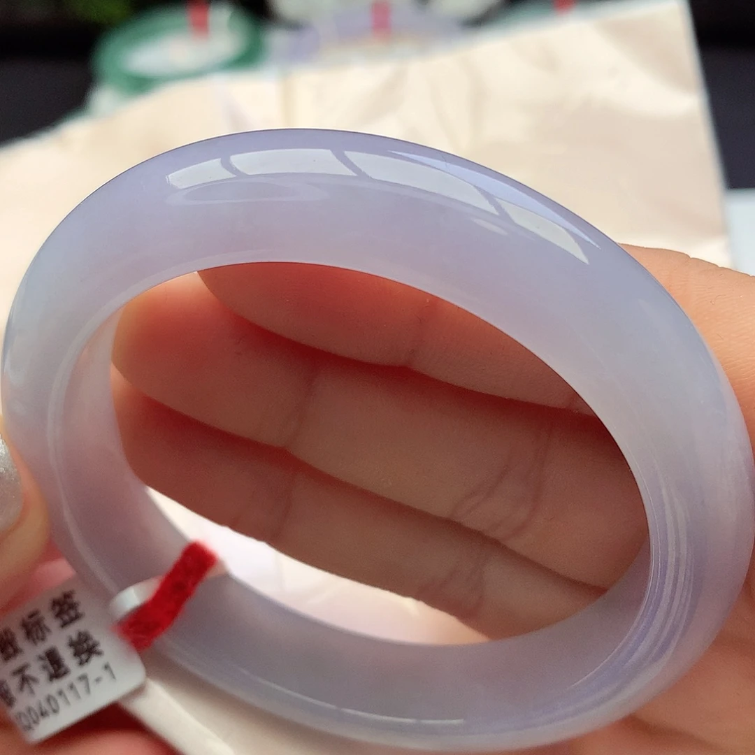 未镶嵌手镯翡翠57-58圈口冰胶茄紫色见光不失色3号