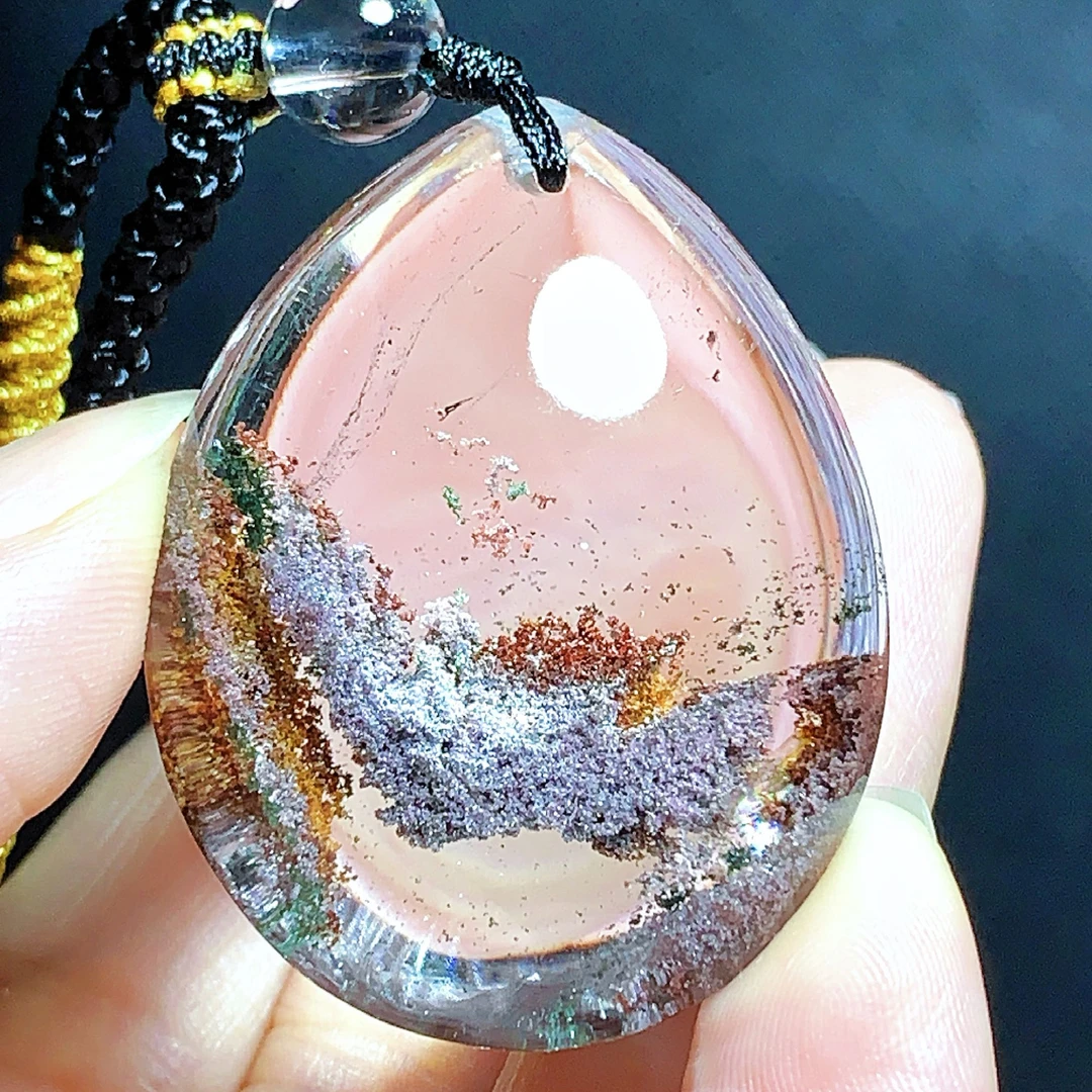 东海水晶天然彩幽灵水晶吊坠毛衣链时尚精品挂件坠精美真水晶饰品