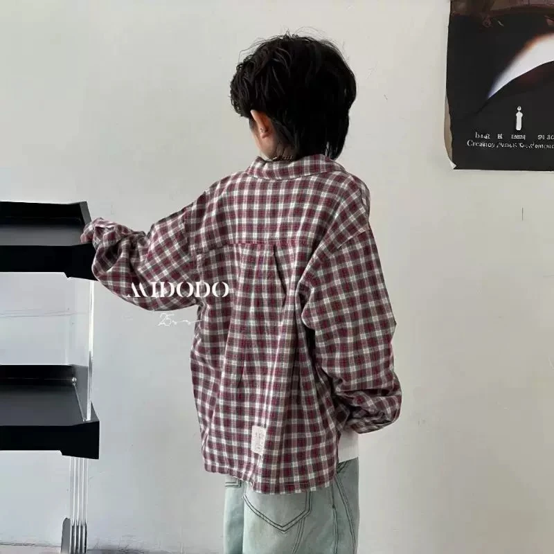 【小黎家】2025春季新款儿童韩系风衬衫外套男女童时尚衬衣CC3078