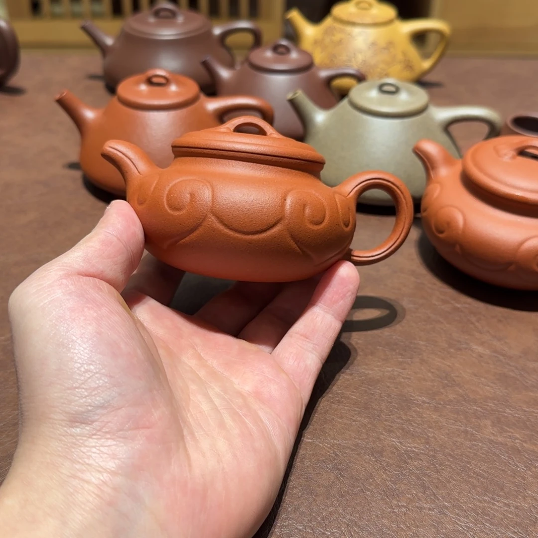 ****先紫砂茶壶红泥如意