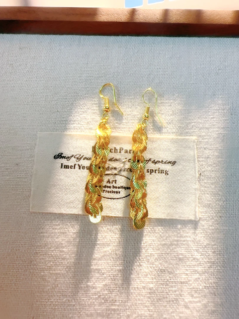 耳饰  金色精工凤尾耳环4023