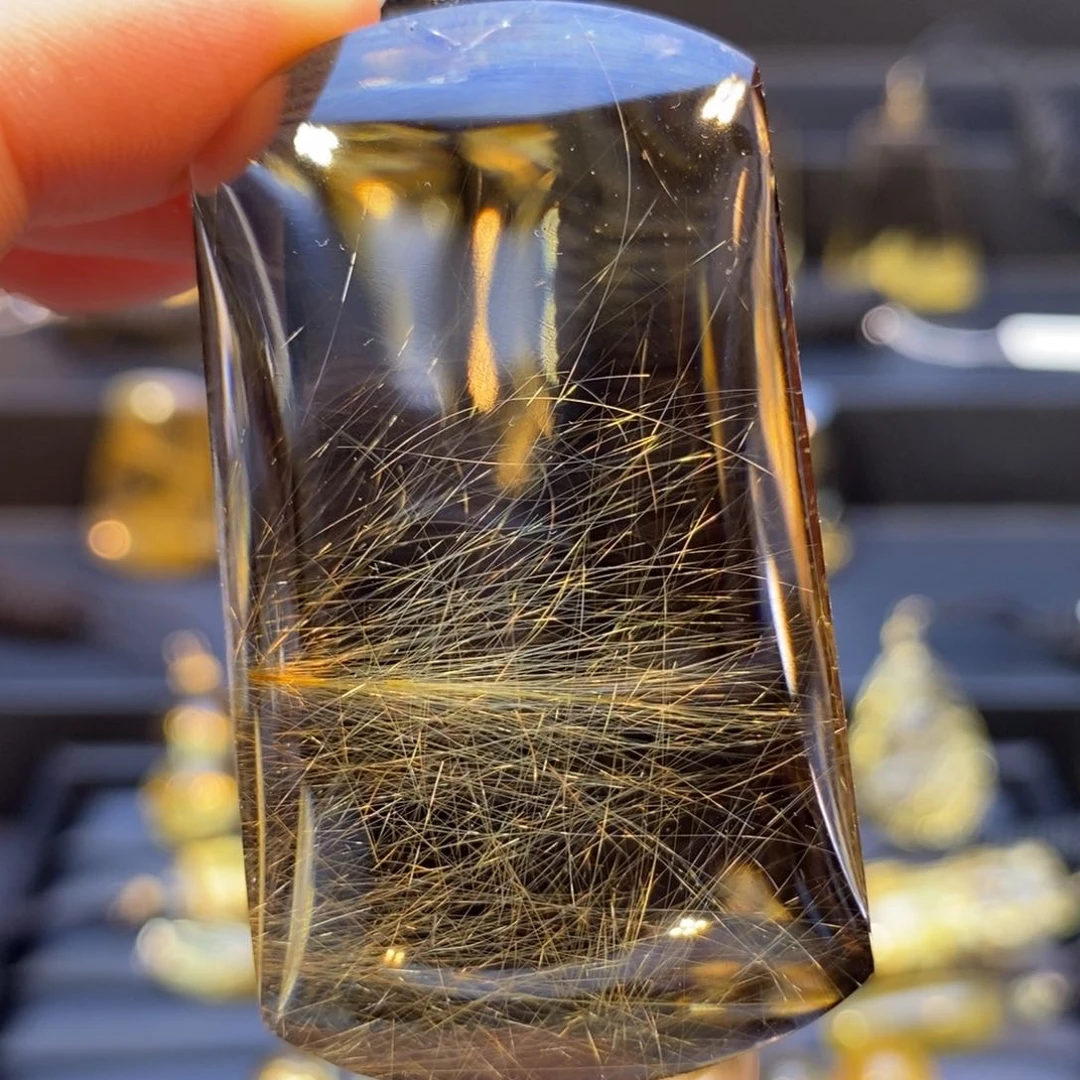 颈饰未镶嵌水晶全净体金发晶无事牌