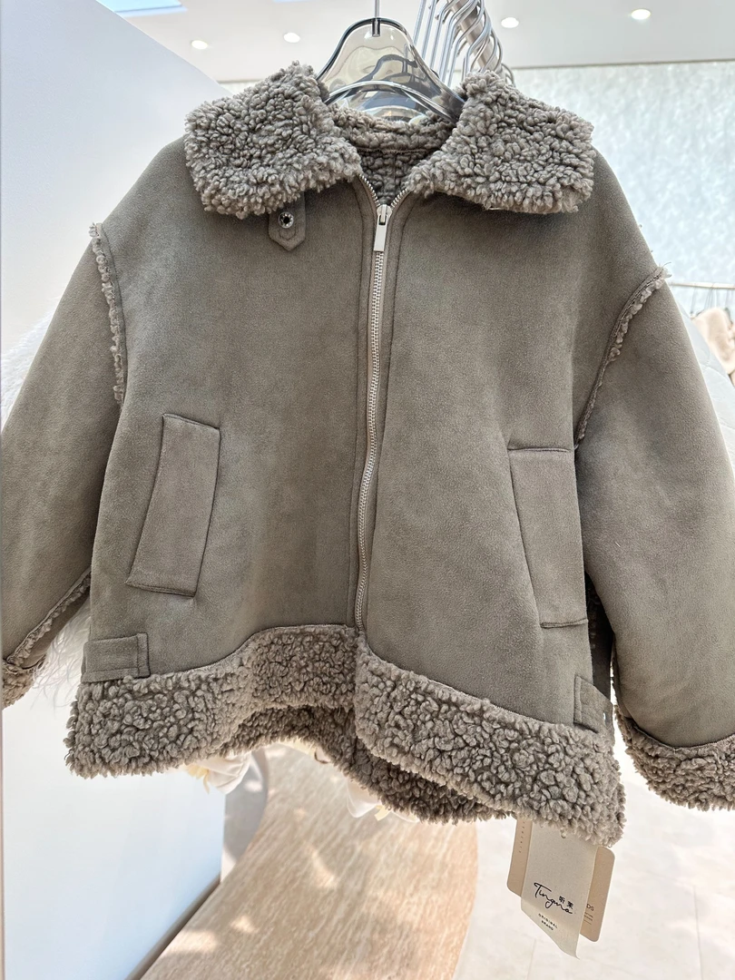 【恩姐定制】冬季童装加厚女童百搭儿童皮毛外套EN85065