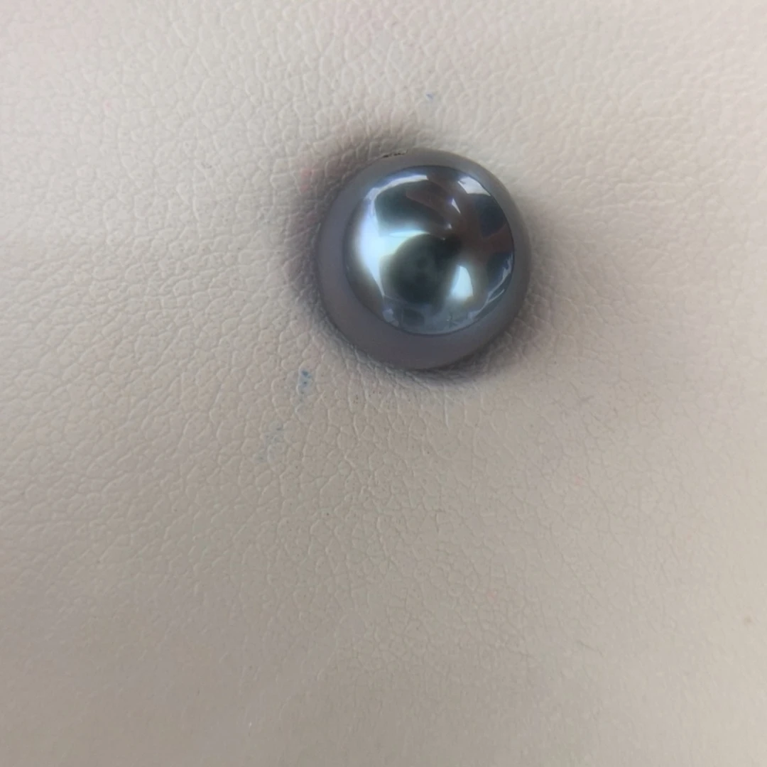 未镶嵌海水珍珠吊坠10.0mm正圆孔雀蓝镜面光